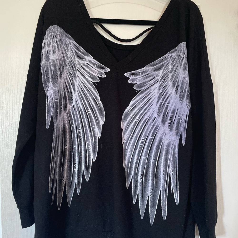 Torrid Black Sweater with Silver Wings on the back - Size 2X